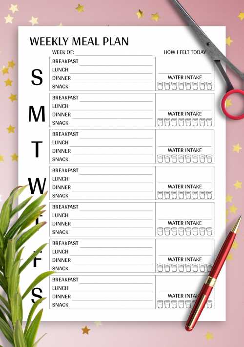 food menu calendar template