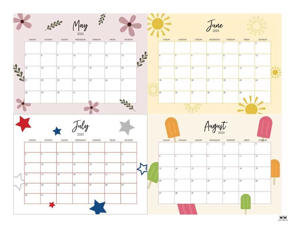 four month calendar template