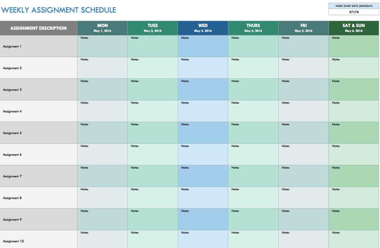 four week calendar template