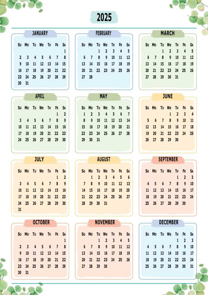 2025 cute calendar template