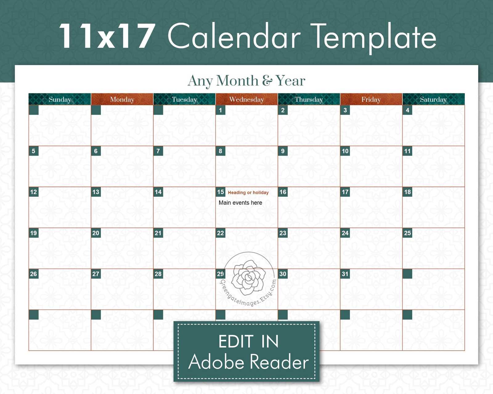 free 11x17 calendar template