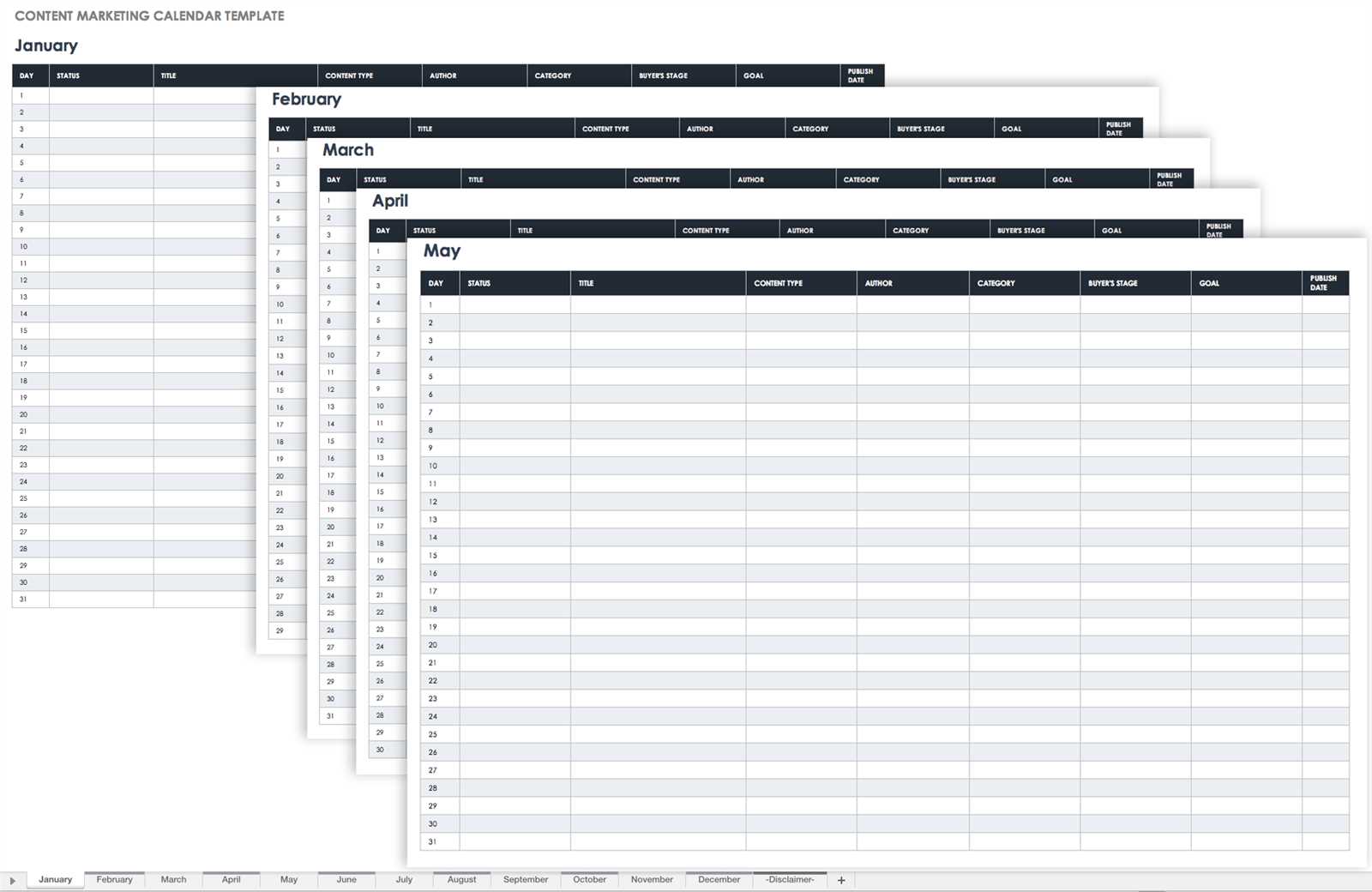 content marketing calendar template free