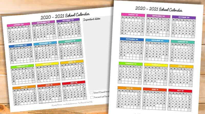 free academic year calendar template