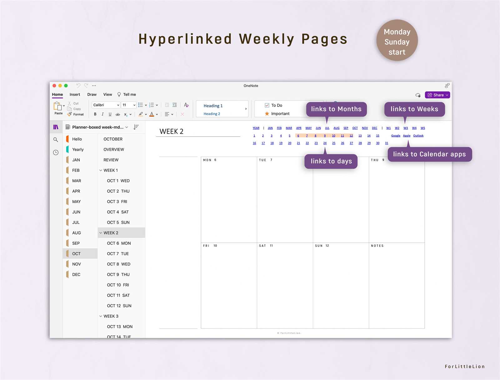 microsoft onenote calendar template