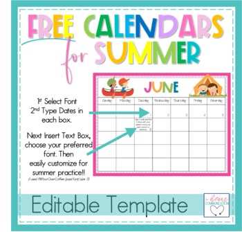 free vacation calendar template