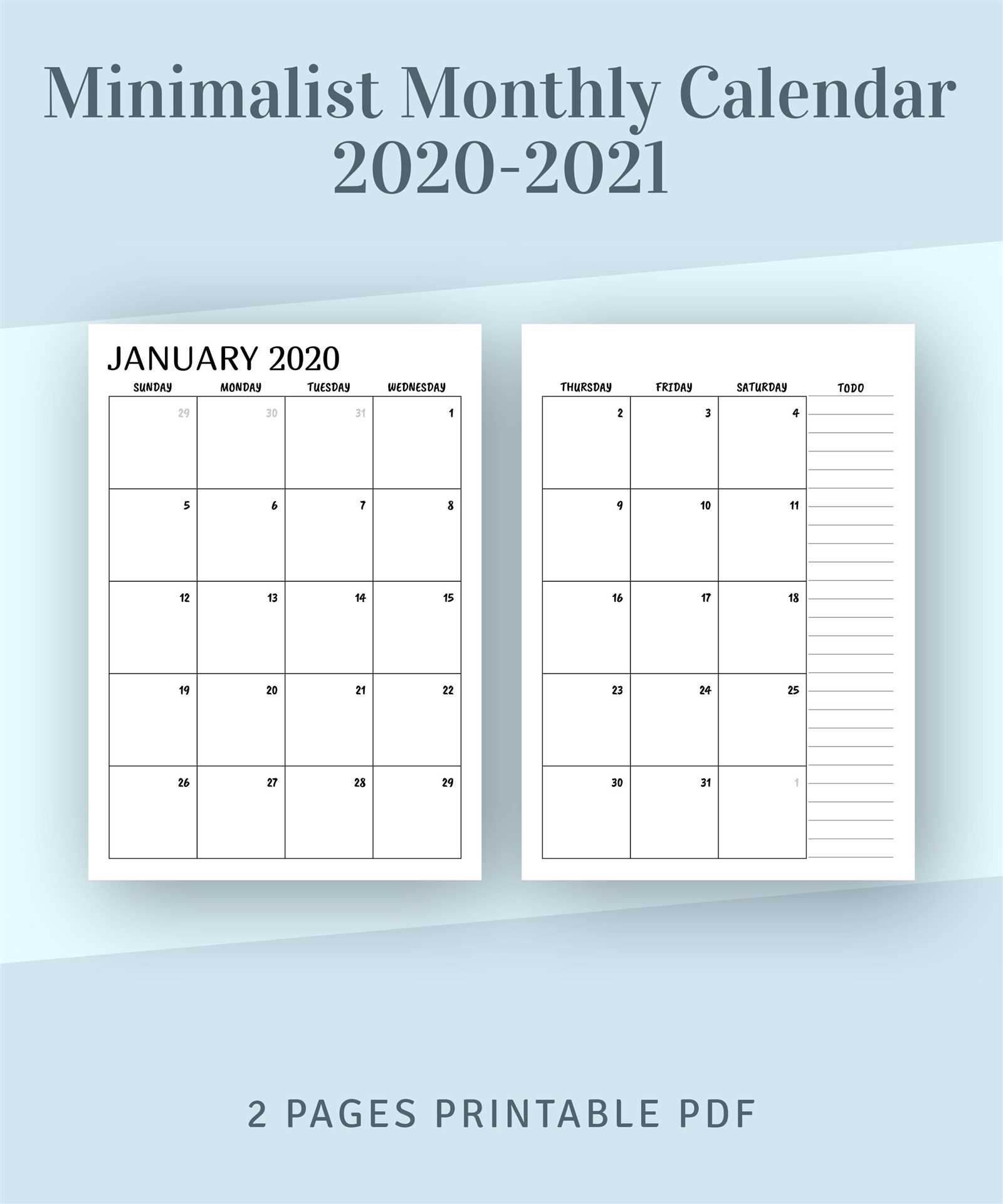 free 2 page calendar template