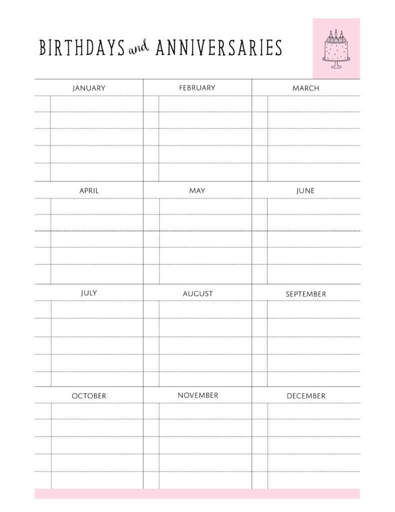 free birthday and anniversary calendar template