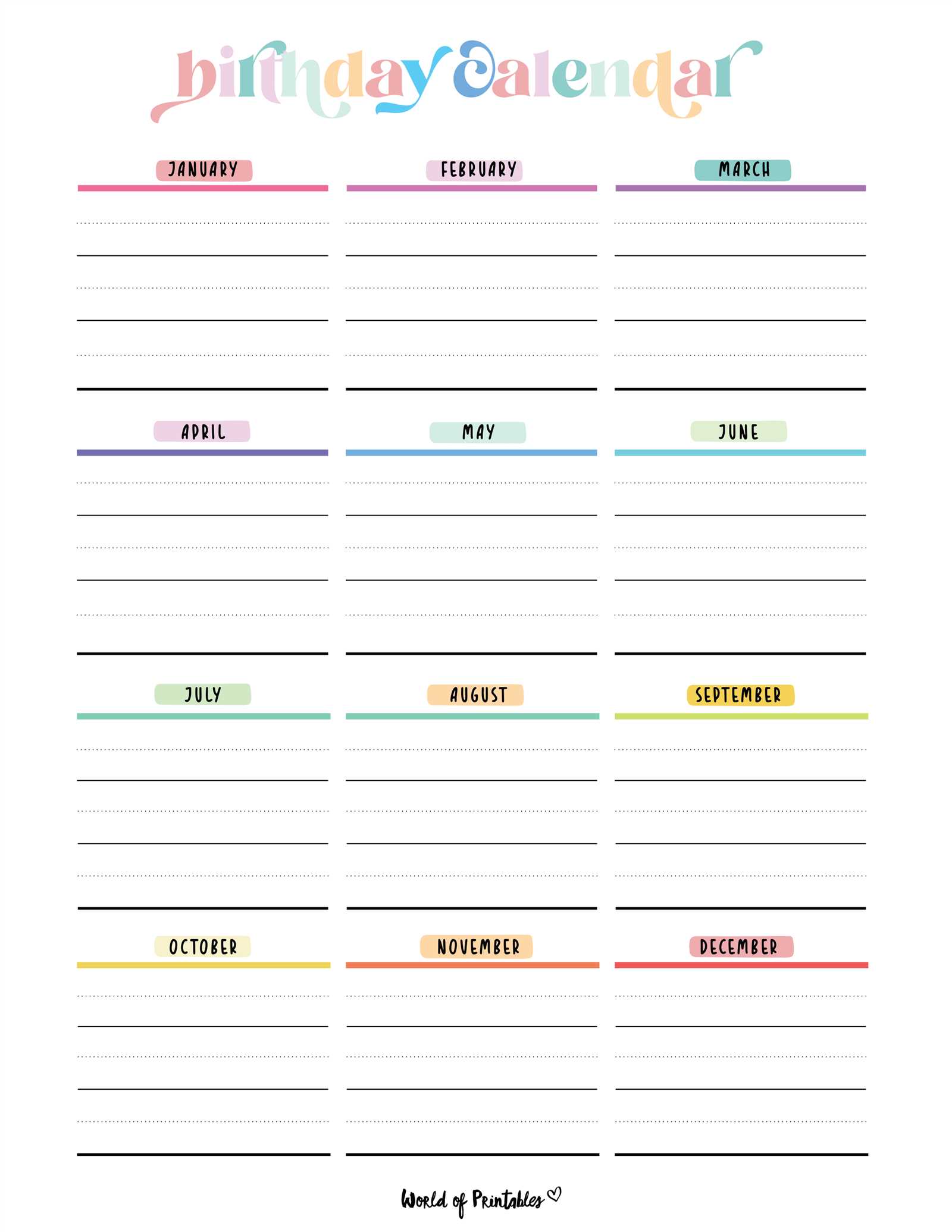 free birthday and anniversary calendar template