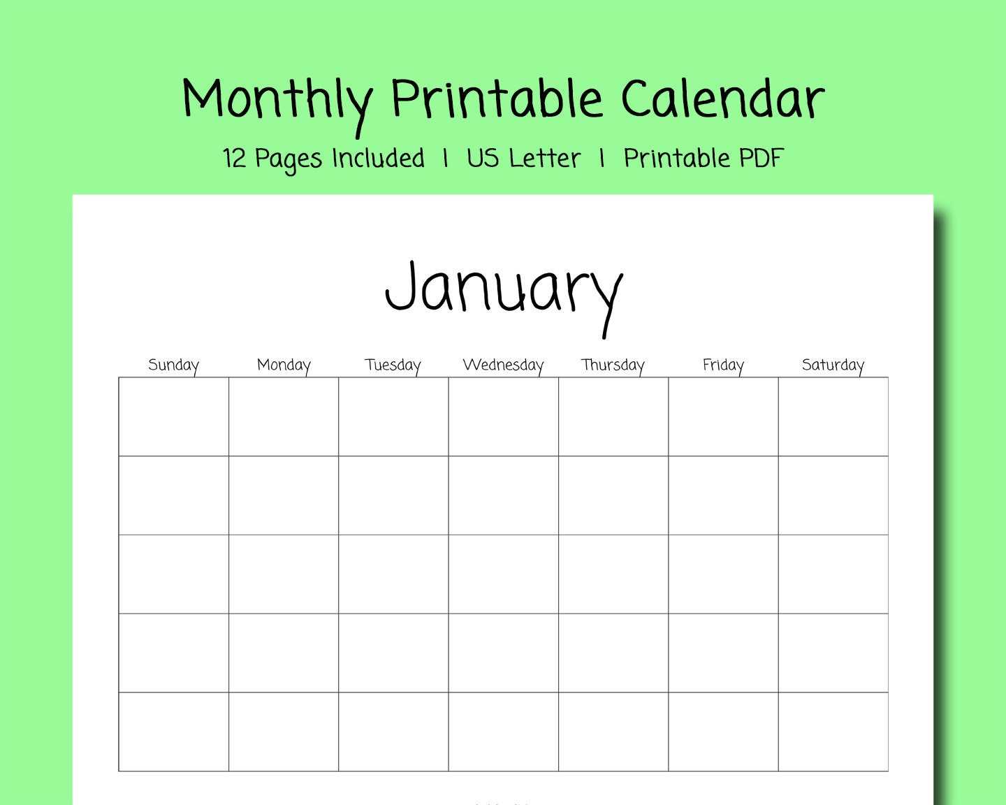 free blank calendar template