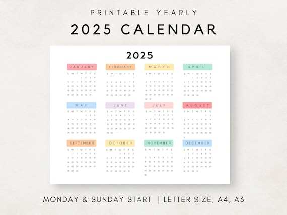 calendar template 2025 yearly