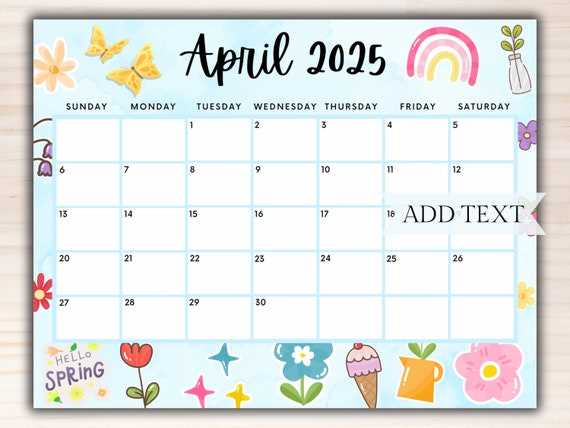 free calendar template april 2025