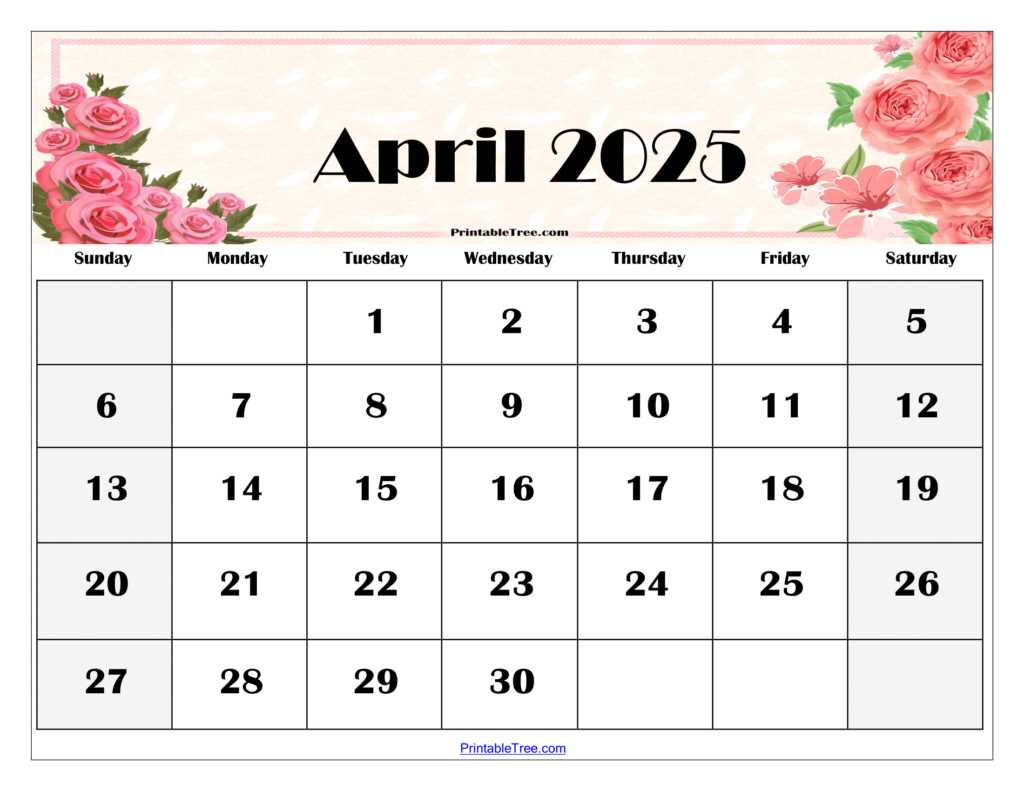 free calendar template april 2025