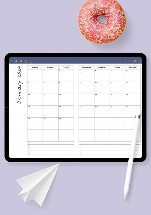 free calendar template for ipad