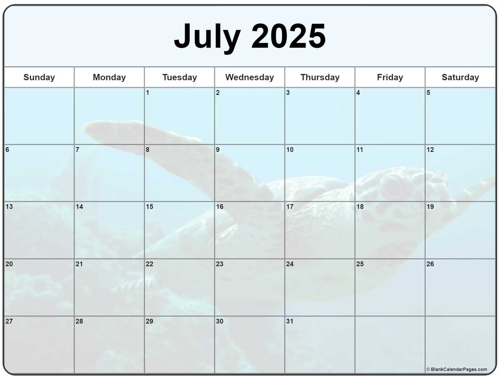 free calendar template july 2025