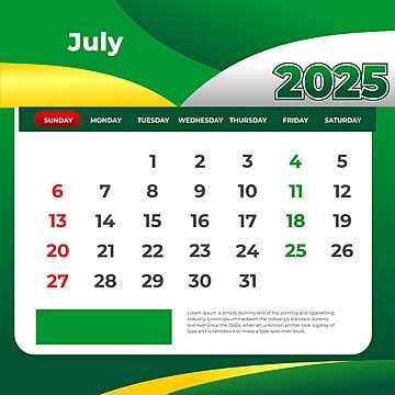 free calendar template july 2025