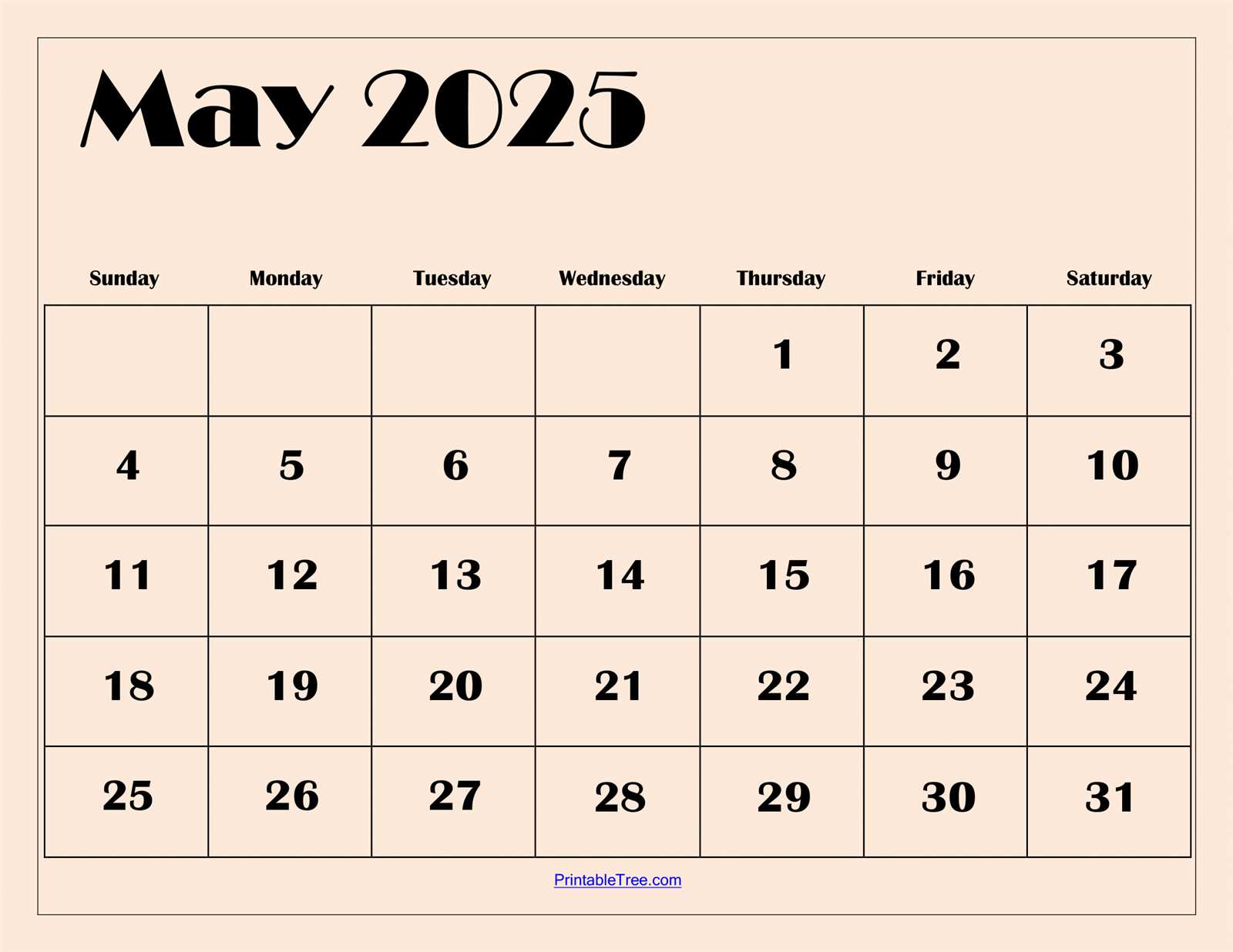 free calendar template may 2025