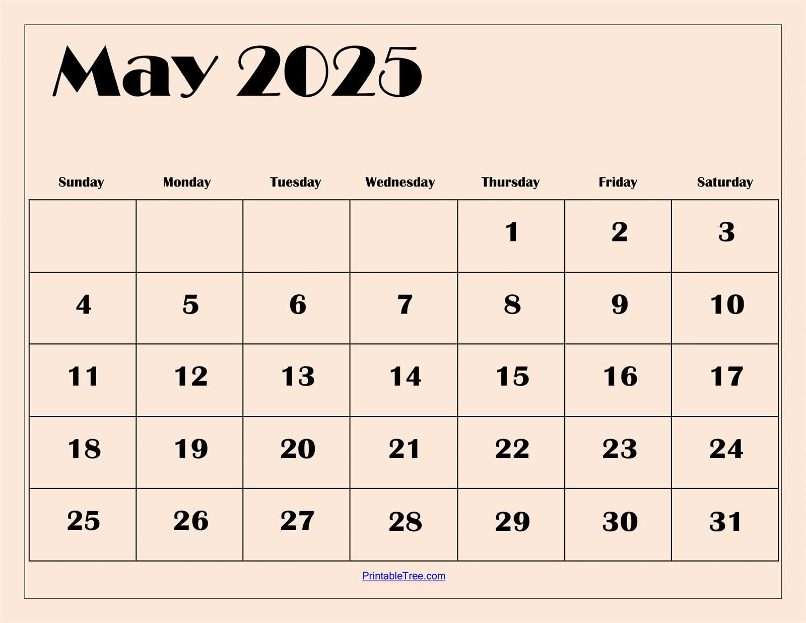 free calendar template may 2026