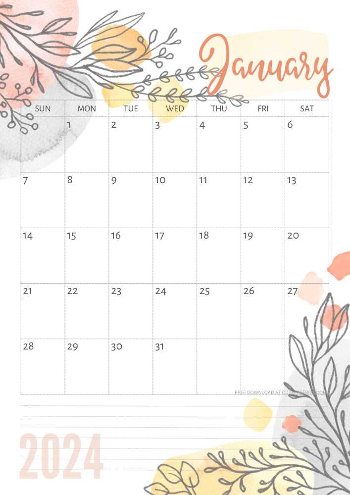 free calendar template printable