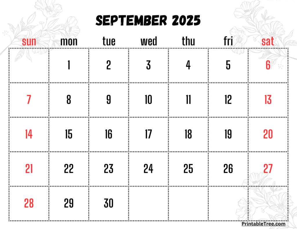 free calendar template september 2025