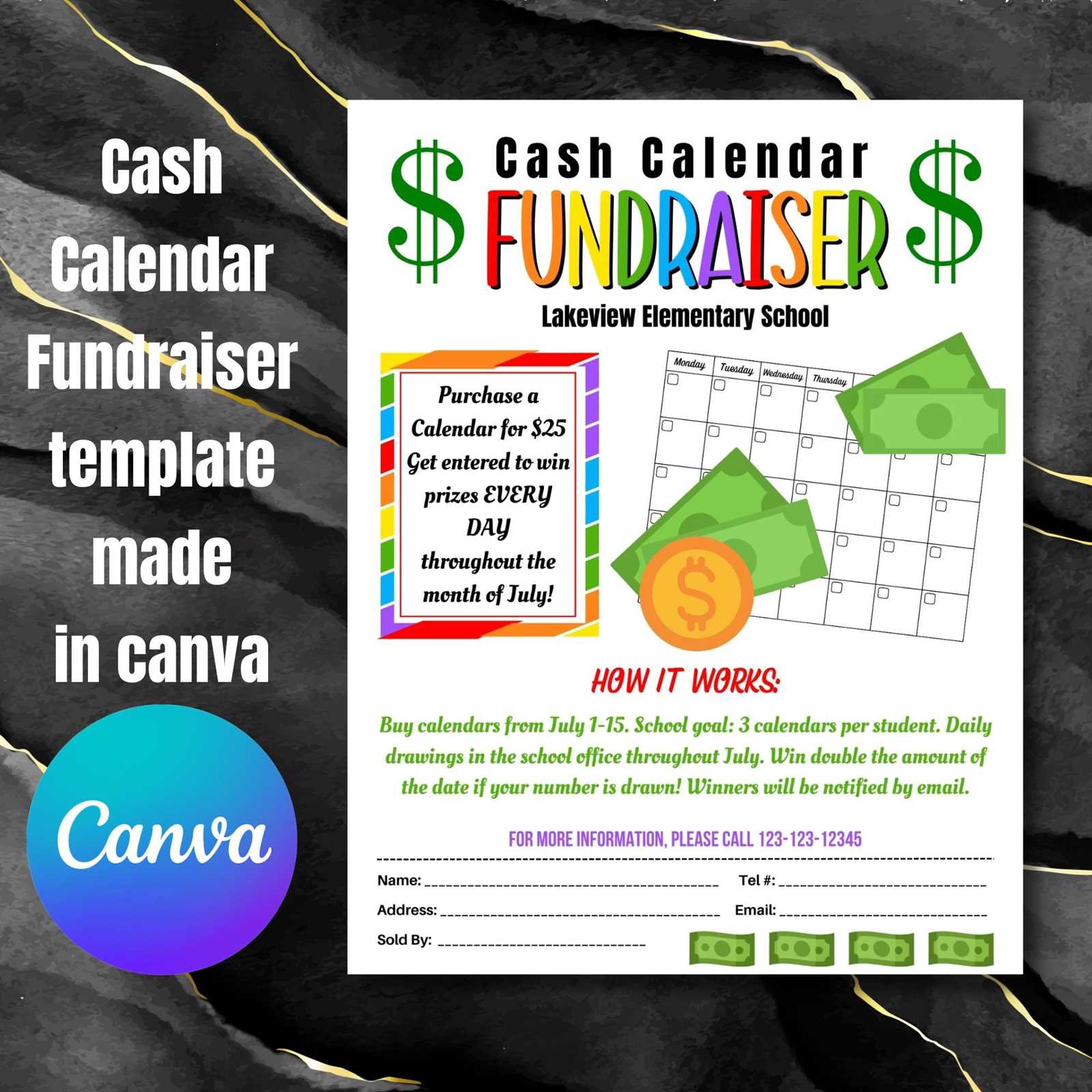 free cash calendar template