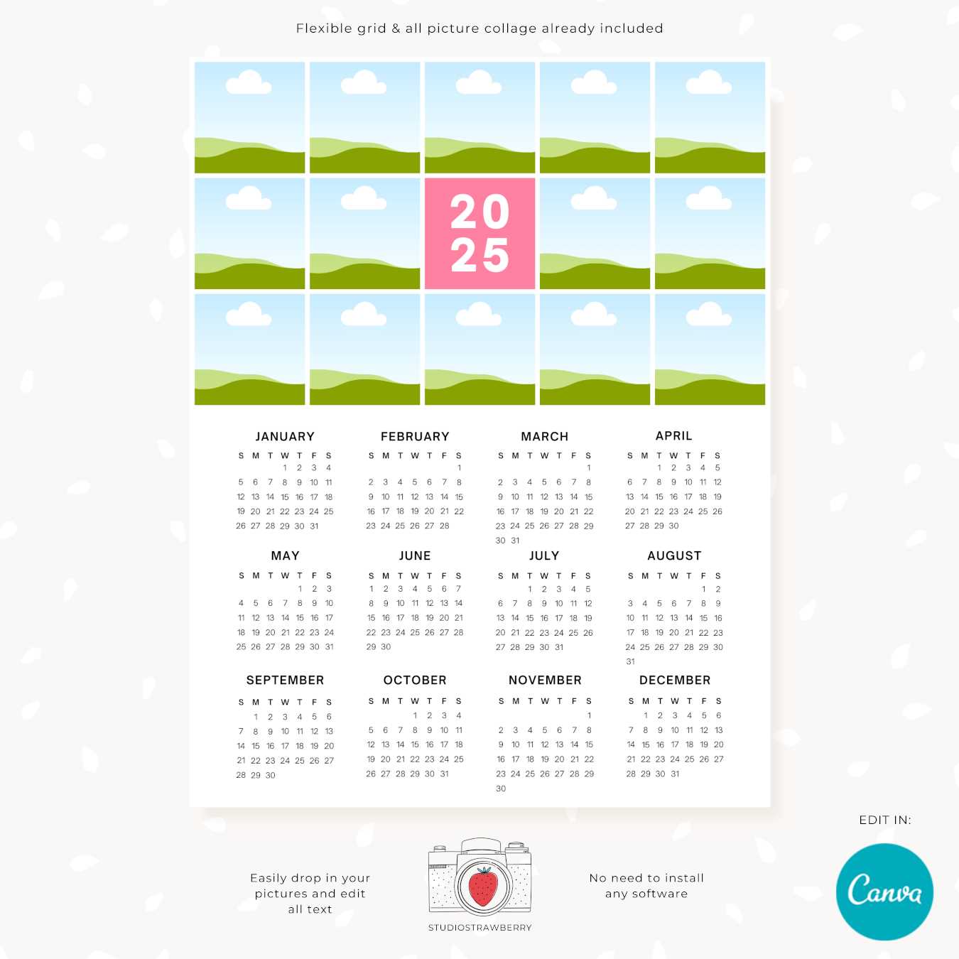 free customizable calendar template 2025