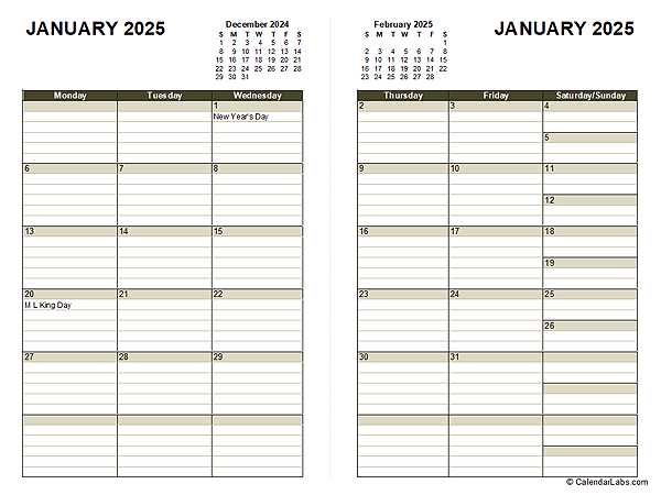 free daily calendar template 2025