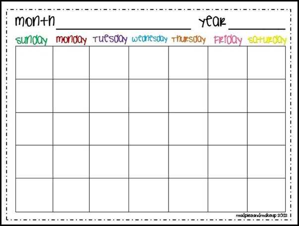 free daycare calendar template