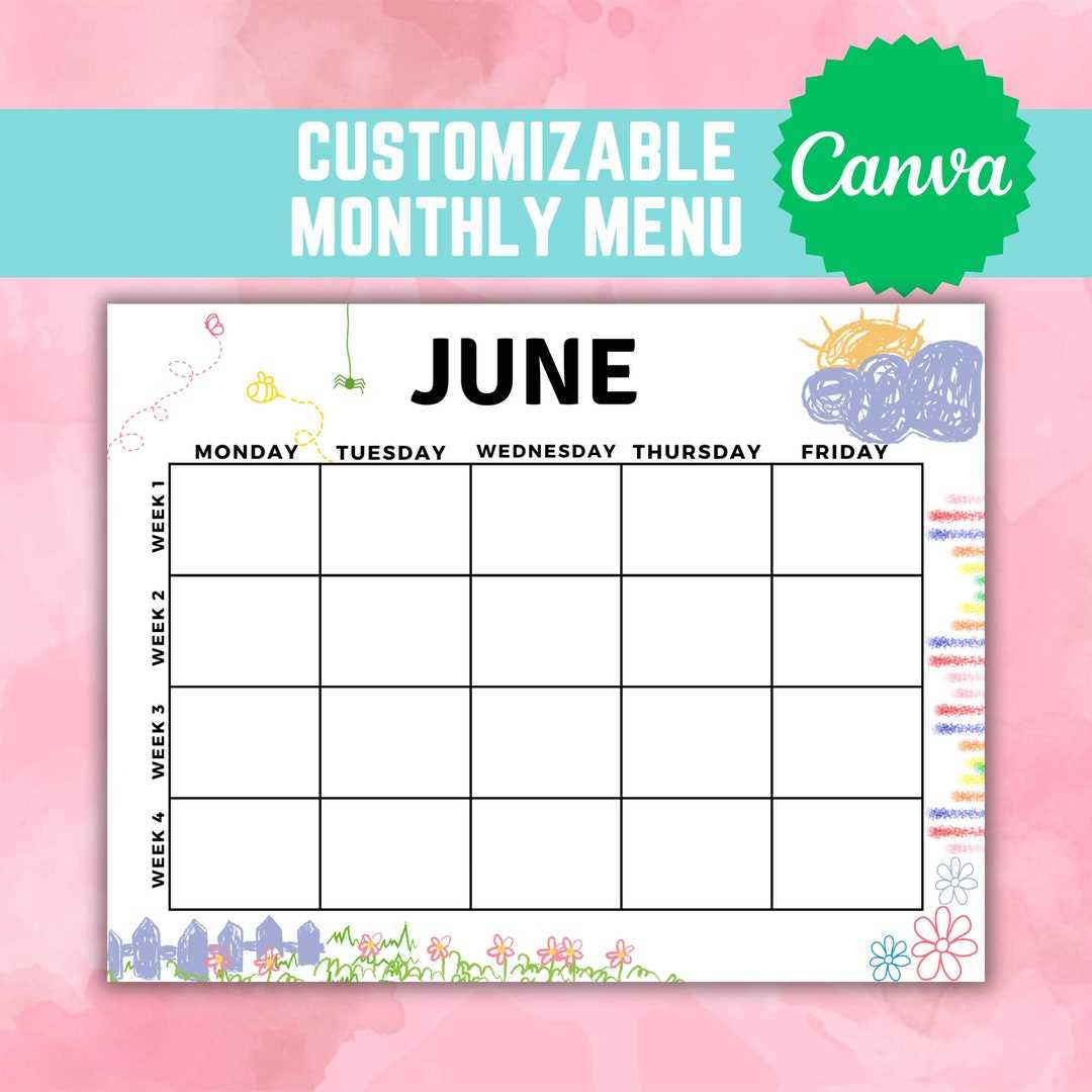 free daycare calendar template