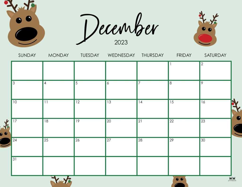 free december calendar template