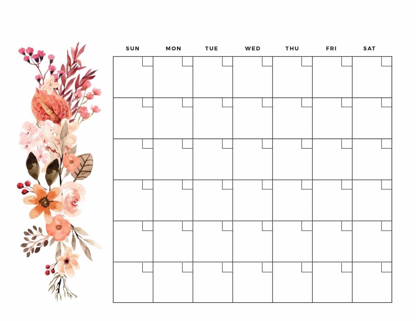 free downloadable blank calendar template