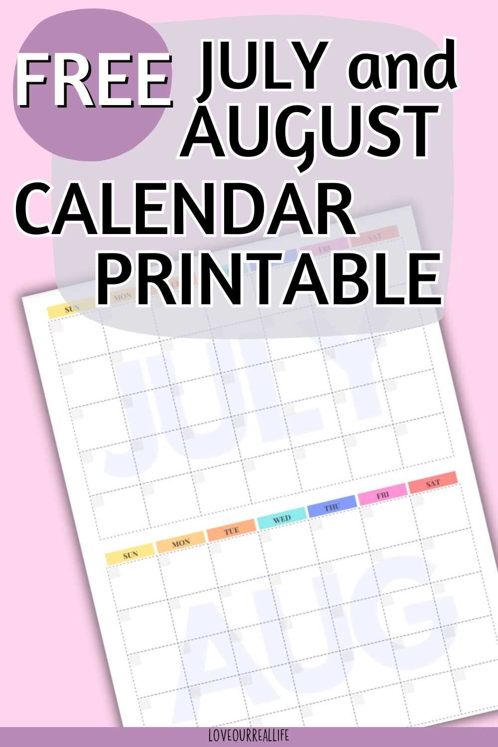 june july august calendar template