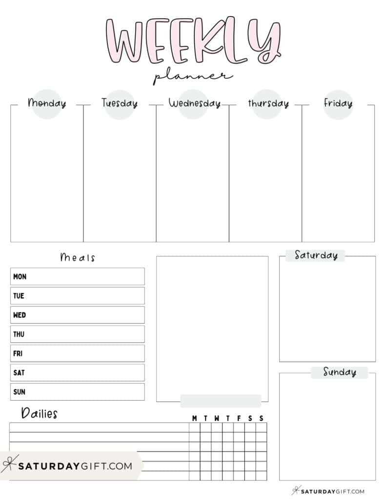 free online weekly calendar template