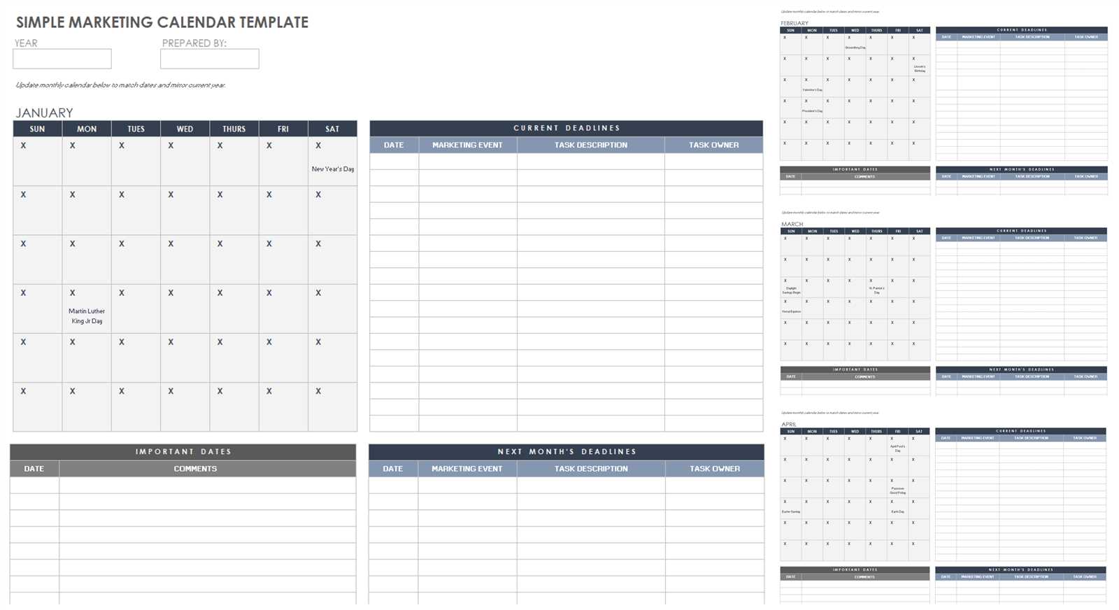 free email marketing calendar template