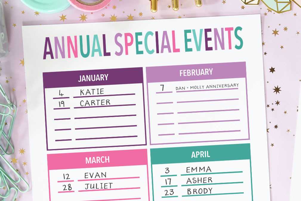 free family birthday calendar template