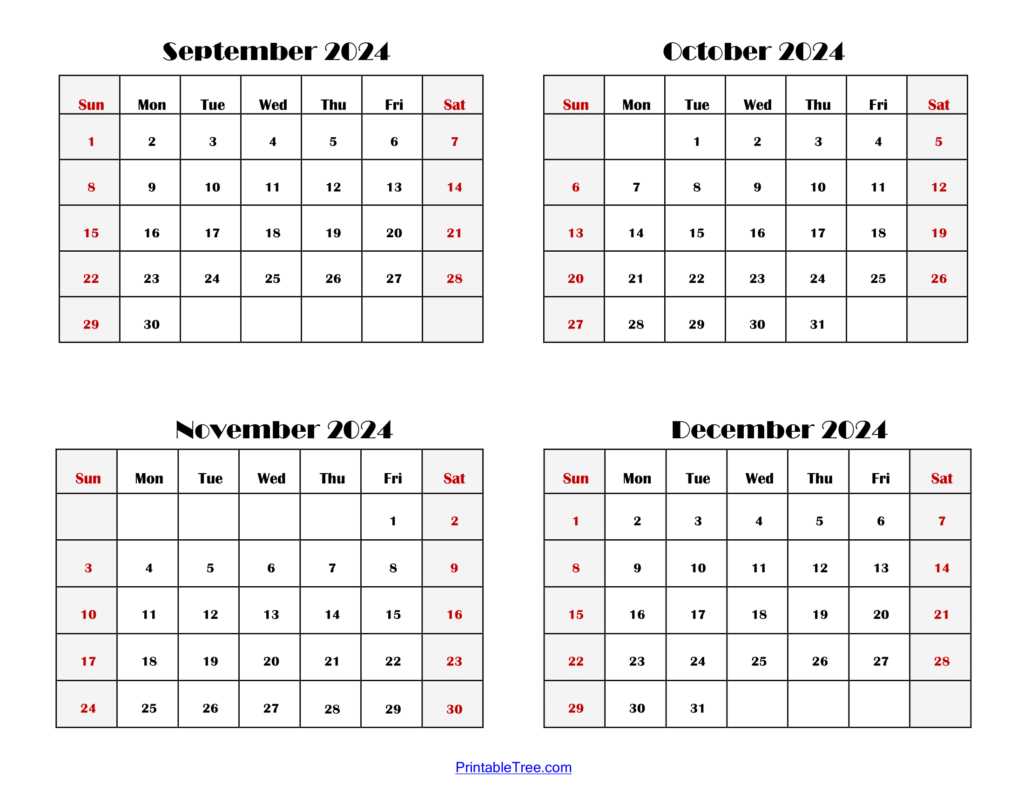 free four month calendar template