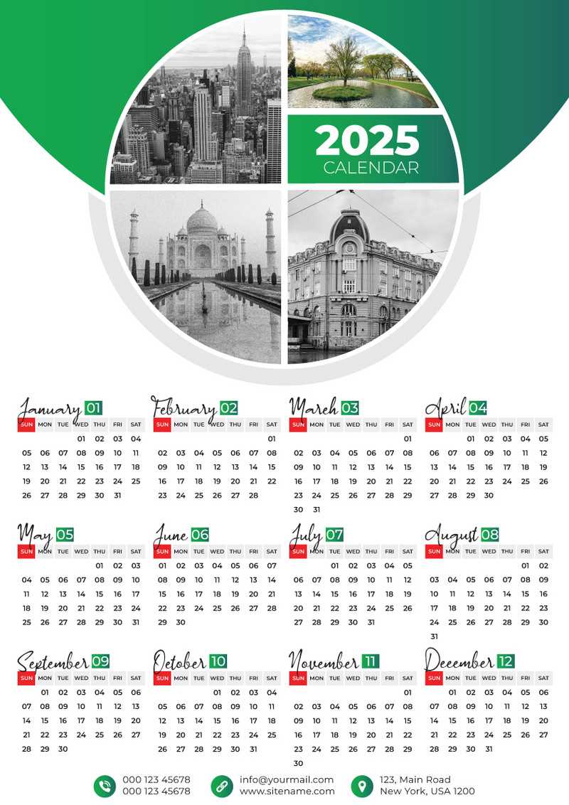 2025 one page calendar template