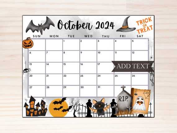 october halloween calendar template