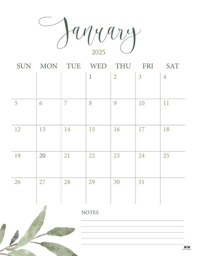 free january calendar template 2026