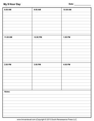 calendar daily schedule template