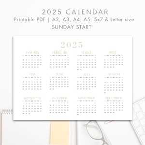 one page calendar template 2025