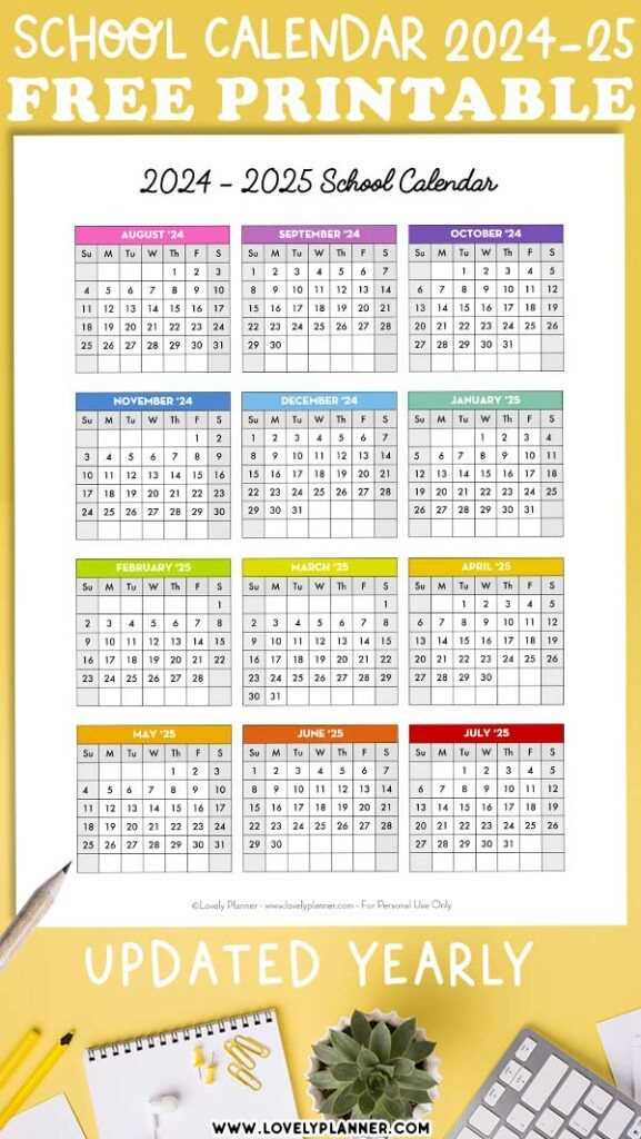 2025 and 2025 academic calendar template