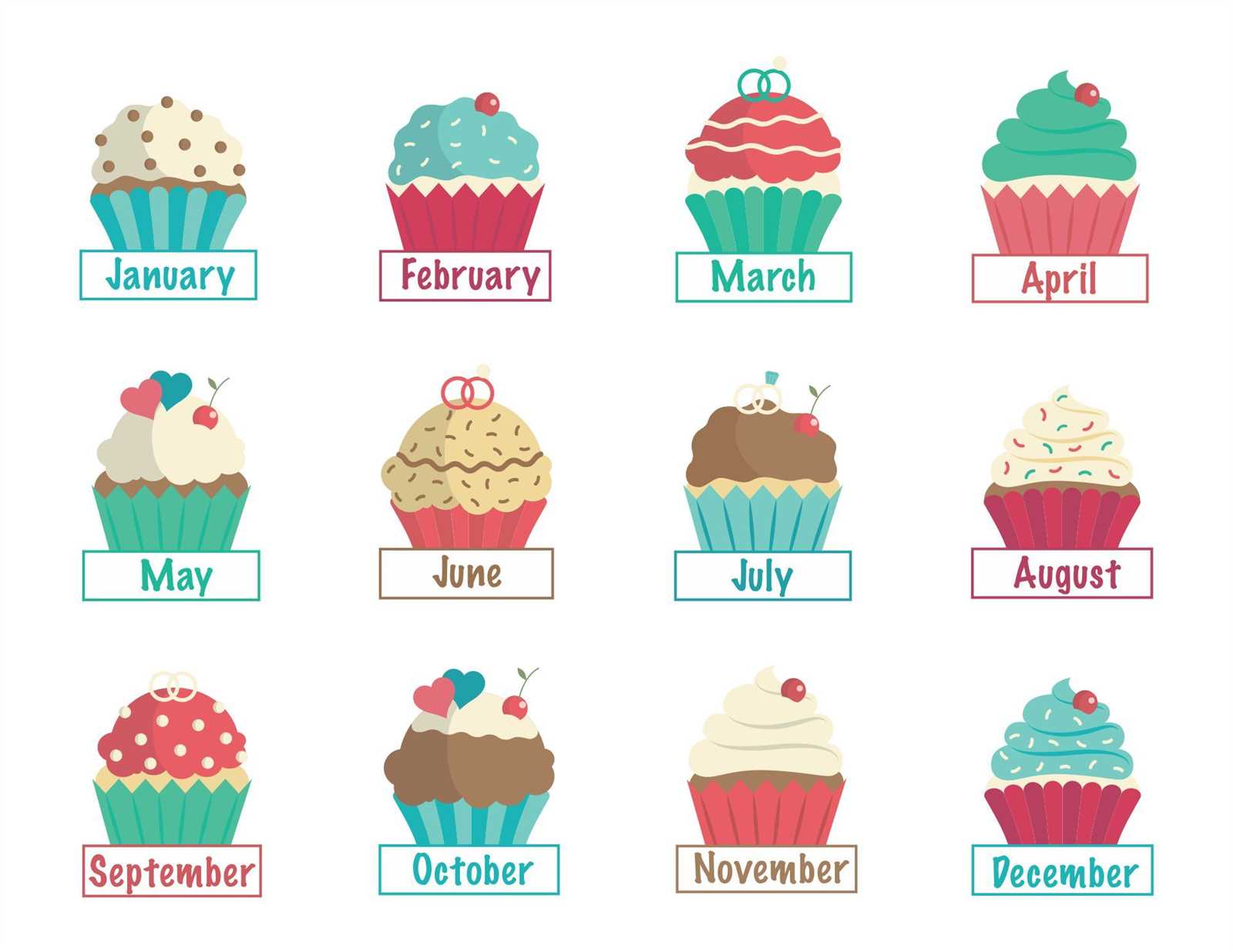 cupcake birthday calendar template