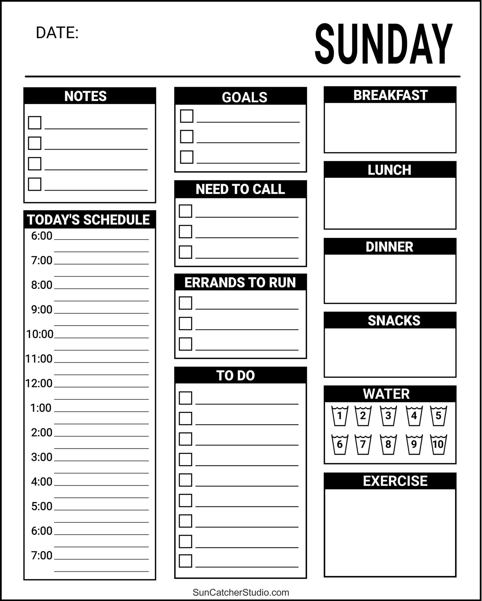 free printable daily calendar templates