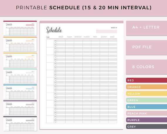 15 minute appointment calendar template