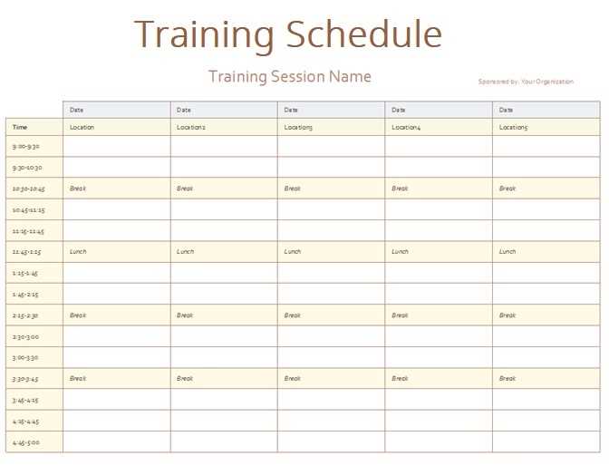 employee training calendar template