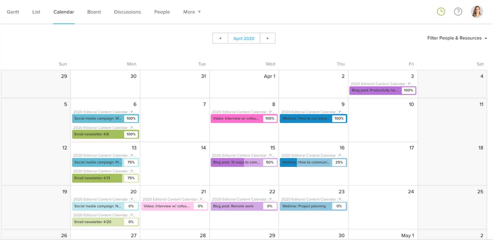 digital content calendar template