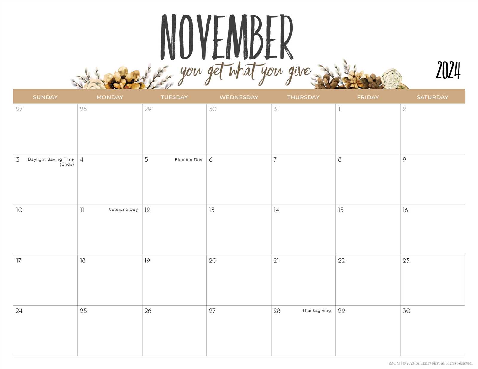 free large calendar template