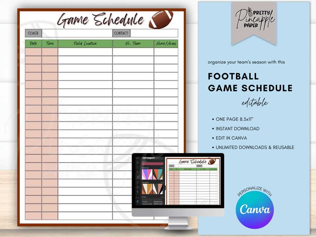 sports team calendar template