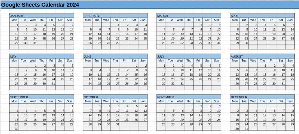 sheets monthly calendar template