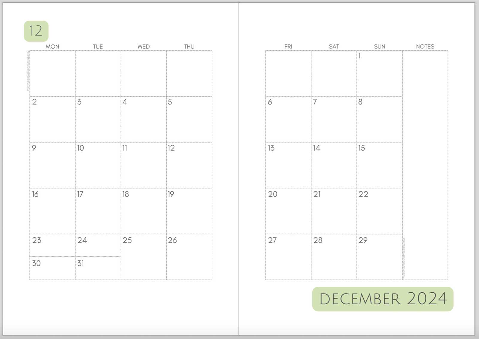 two week blank calendar template